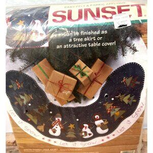 Snow Family Tree Skirt Kit By Sunset Approx. 42” Round Easy Felt & Fabric Appliq